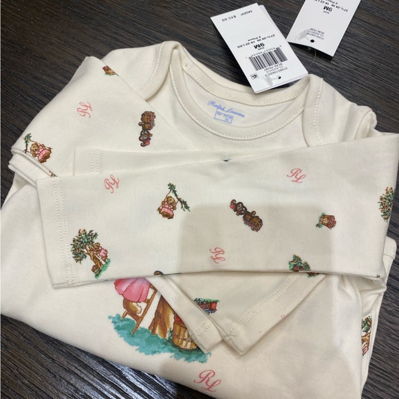 Ralph Lauren Girls' Apple Picking Polo Bear Cotton Bodysuit, 2 Pac - Picture 9 of 9